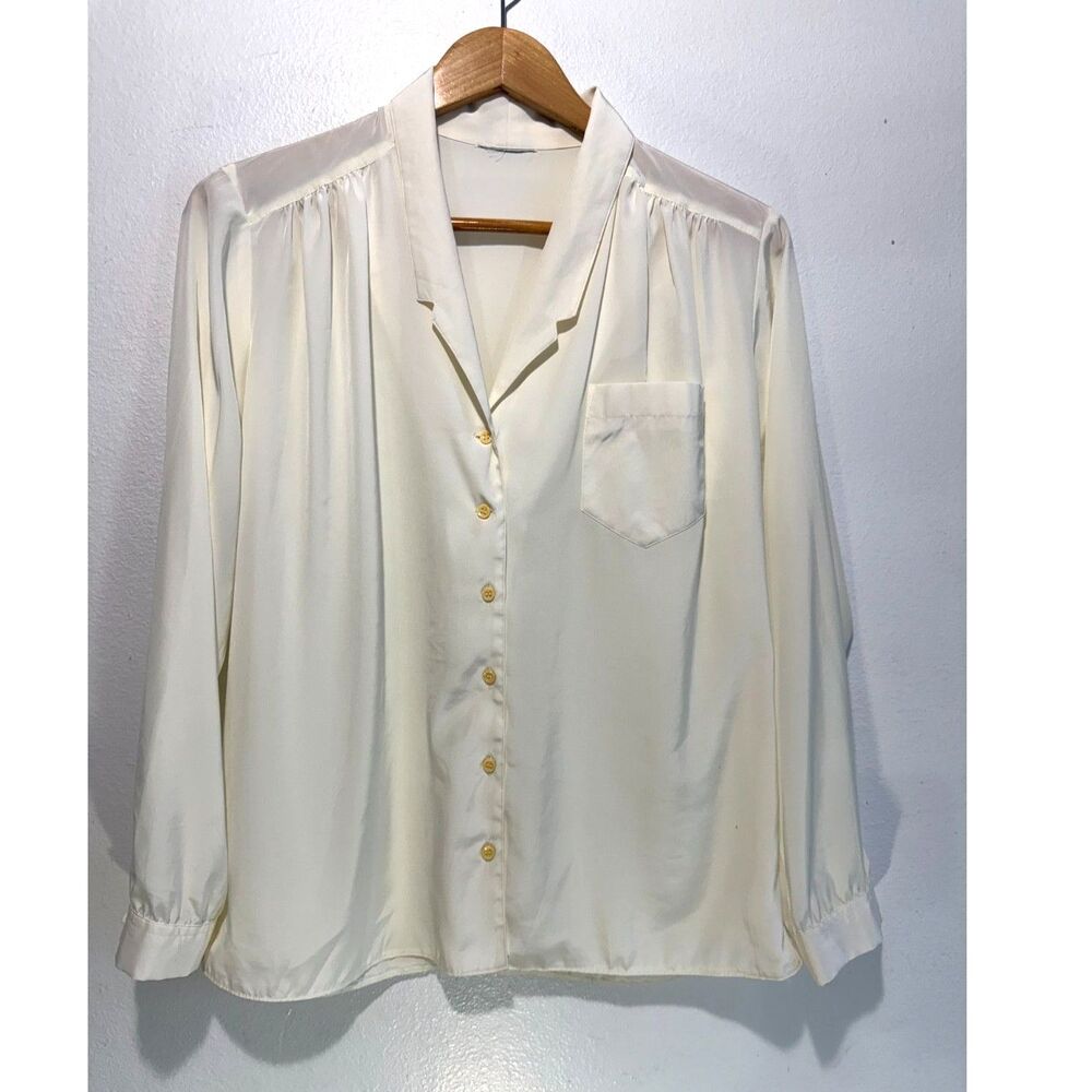 VTG romantic blouse timeless closet staple career business romantic women L